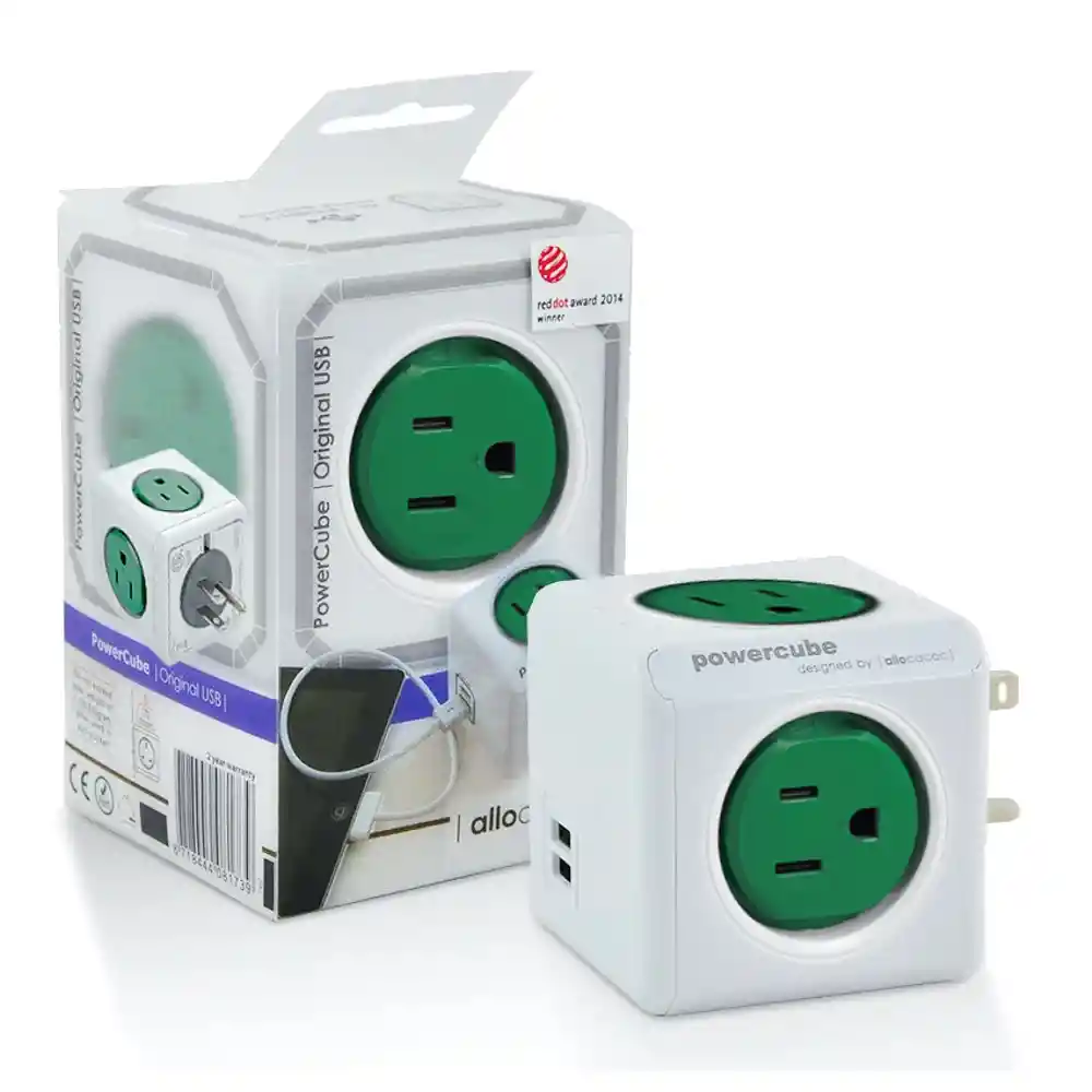 Multitoma Powercube By Allocacoc · 4 Tomas + 2 Usb - Verde