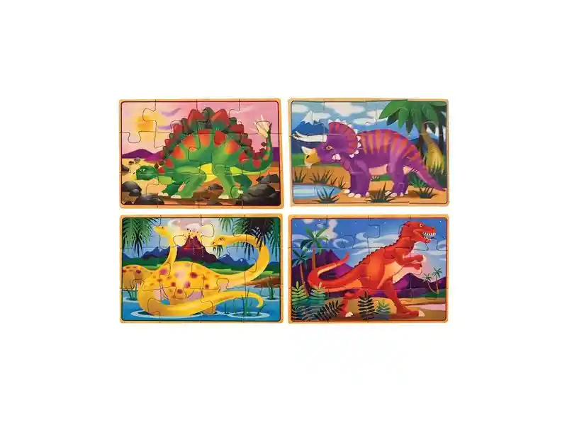 Rompecabezas De Dinosaurio En Madera En Una Caja