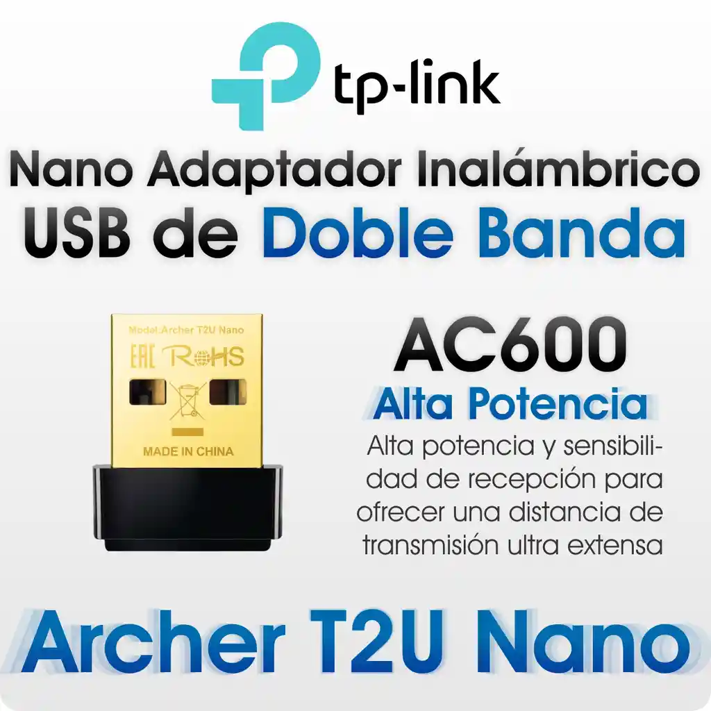  Adaptador Usb Wifi Banda Dual Ac600 Tp-Link Archer T2U Nano 