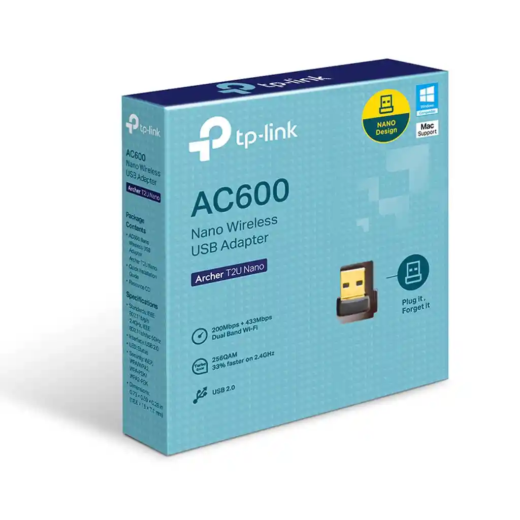  Adaptador Usb Wifi Banda Dual Ac600 Tp-Link Archer T2U Nano 