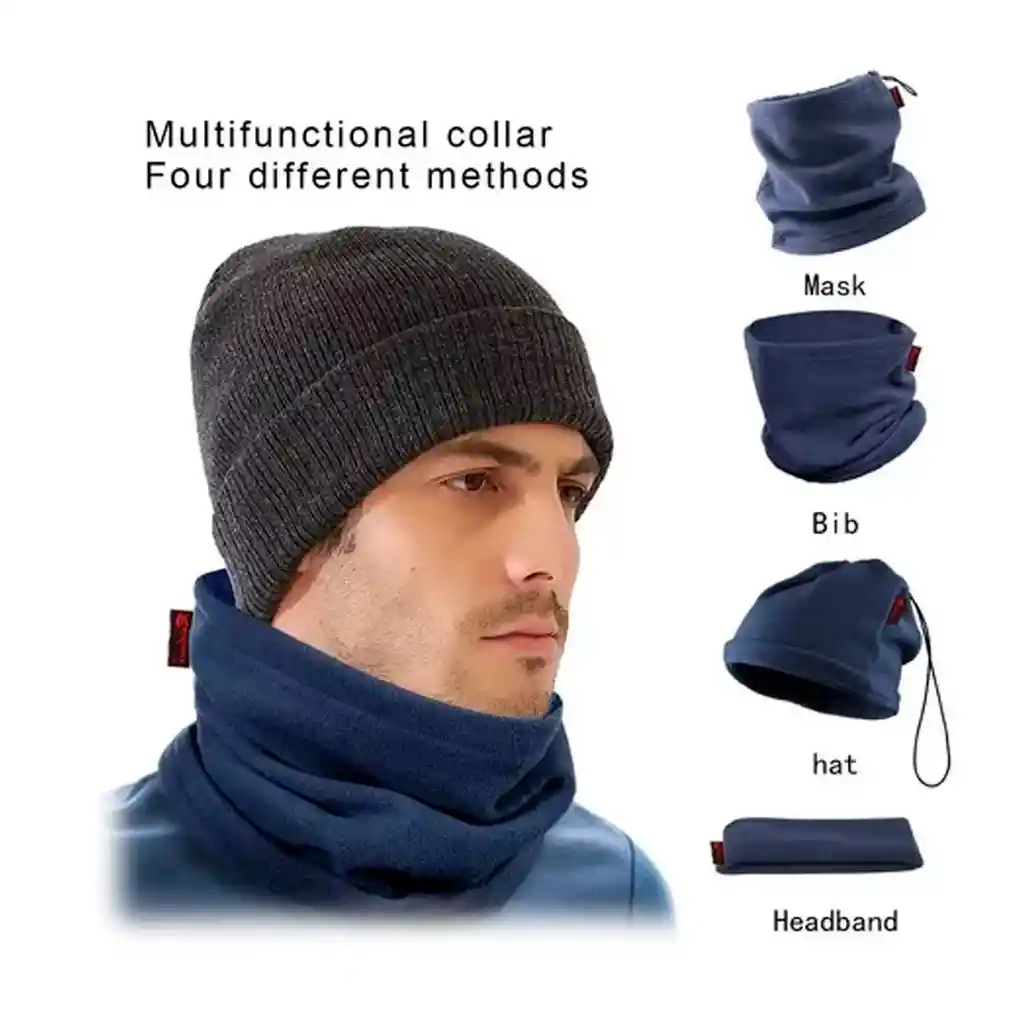 Cuello Gorro Bufanda Cuellero Motociclistas Deportes 2 En 1 Azul Oscuro