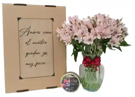 Bouquet Flores Caja De Regalo, Jarrón Y Dulces Simpkins 💛
