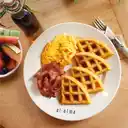 Waffles Huevos y Panceta