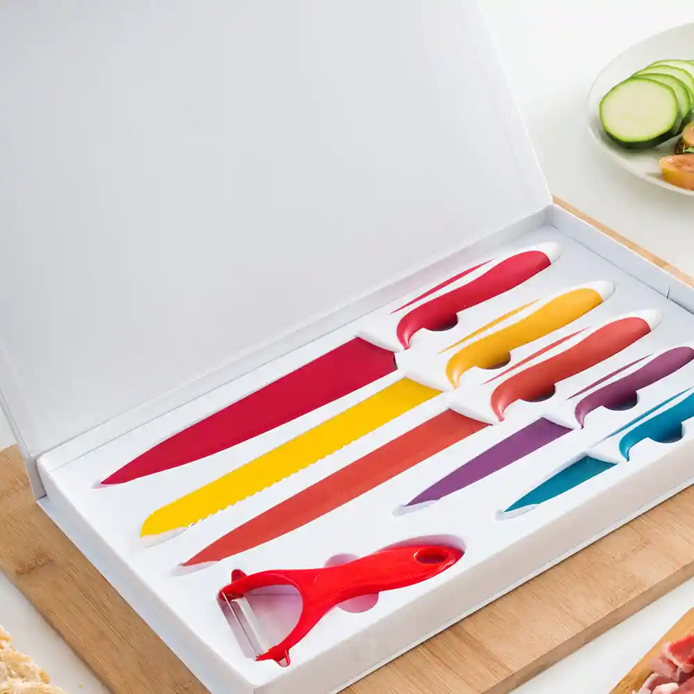 Set De Cuchillos X6 Piezas (pueden Variar Los Colores Y El Diseño Del Mango)
