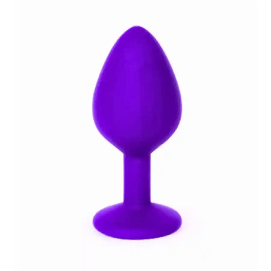 Plug Anal Silicona Talla M Morado Con Joya Clear