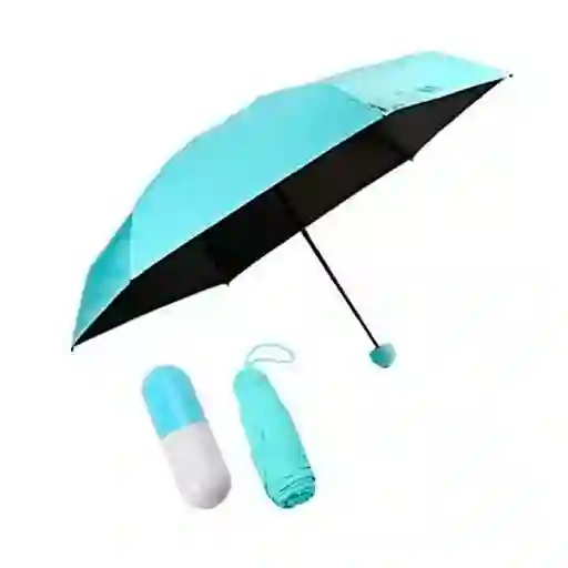 Sombrilla Mini Capsula Importada Pildora De Mano Para Bolso Azul Celeste
