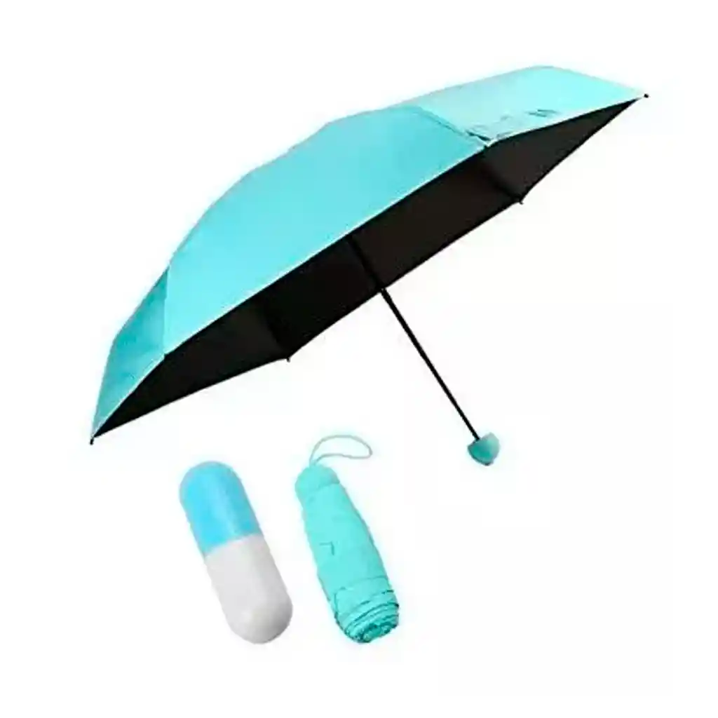 Sombrilla Mini Capsula Importada Pildora De Mano Para Bolso Azul Celeste