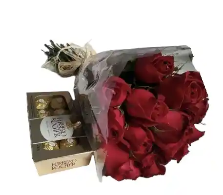 Bouquet Rosas Rojas + Ferrero Rocher