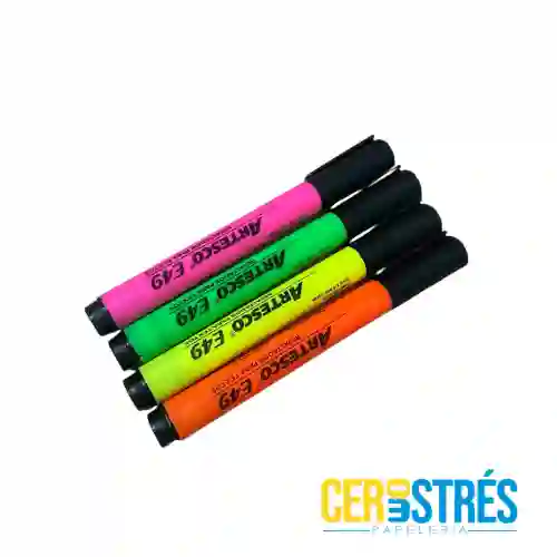 Resaltadores Artesco X 4 Amarillo, Fuscia, Naranja Y Verde