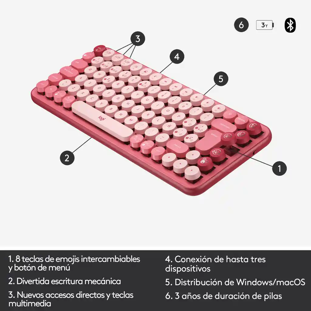 Logitech Combo Inalámbrico Pop Keys + Pop Mouse Heartbreaker