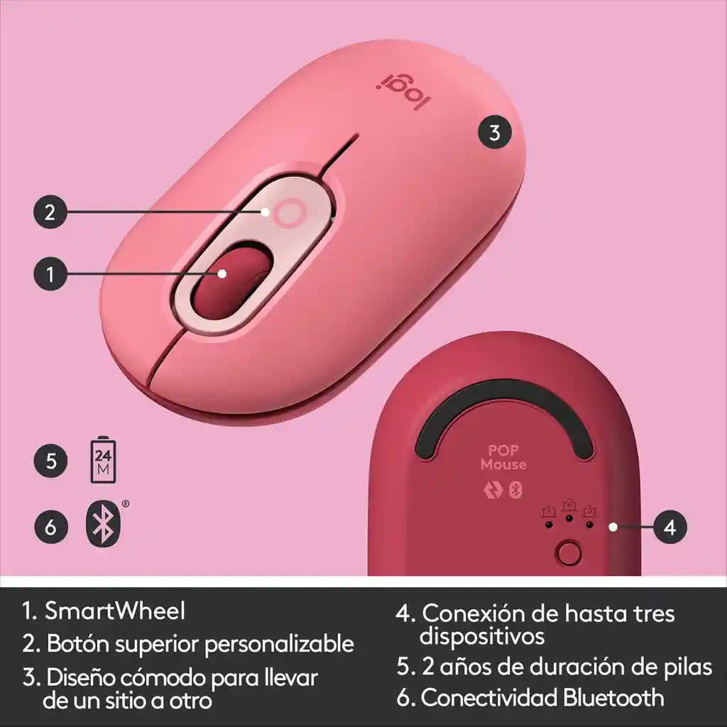 Logitech Combo Inalámbrico Pop Keys + Pop Mouse Heartbreaker