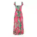 Vestido Maxi Flores Fucsia