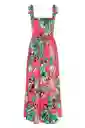 Vestido Maxi Flores Fucsia