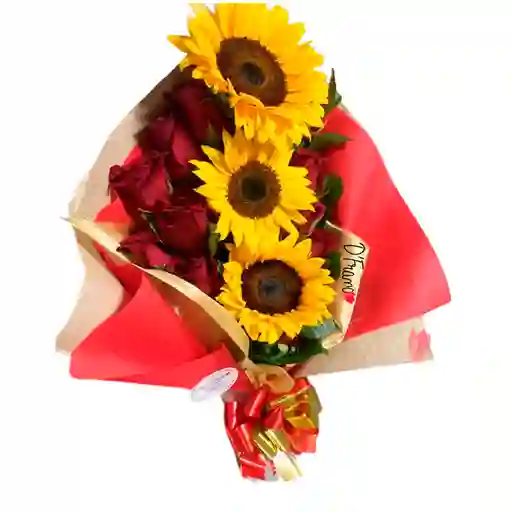 Bouquet Girasoles Y Rosas