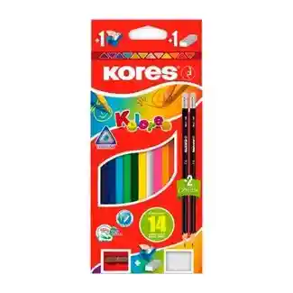 Colores Kores 12 + 2 Lápices + Tajalapiz + Borrador