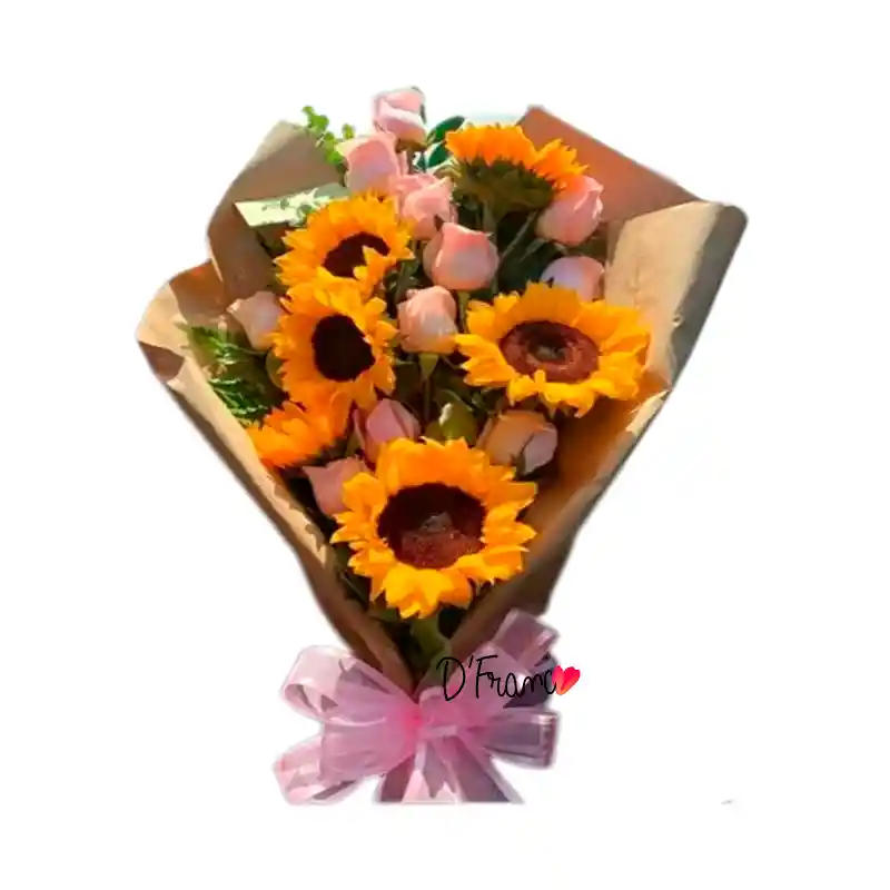 Bouquet De Girasoles Y Rosas