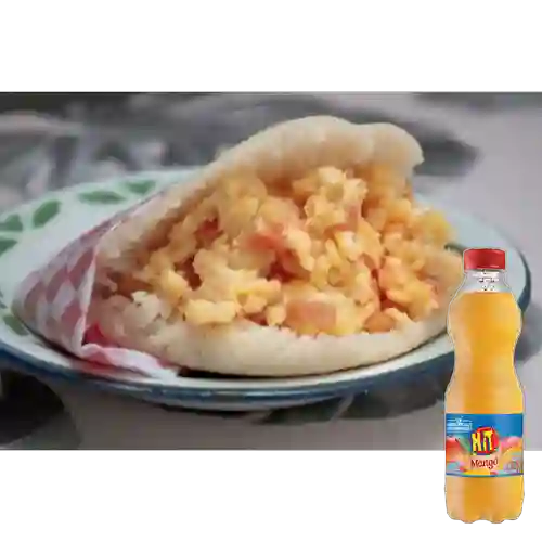 Combo Arepa con Huevos Pericos + Hit Mango 500 ml