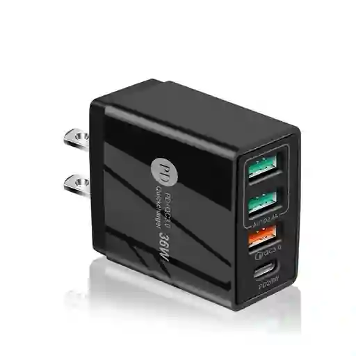 Cargador De Teléfono Móvil Con 4 Puertos, Adaptador De Carga