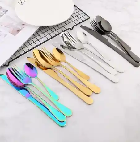 Set Cubiertos Color Plata X20 Pcs.