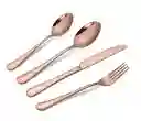 Set Cubiertos Color Oro Rosa X20 Pcs.