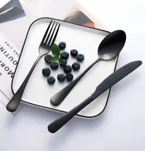 Set Cubiertos Color Negro X20 Pcs.