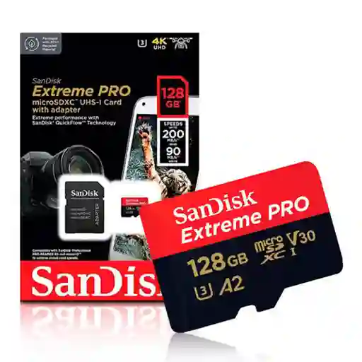 Sandisk Memoria Micro Sd Extreme Pro 4k 128gb V30 200 Mb/s