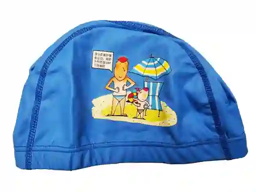 Gorro De Natación De Niños Niñas Poliester Tela Siliconada - Azul - Papa E Hijo Playa