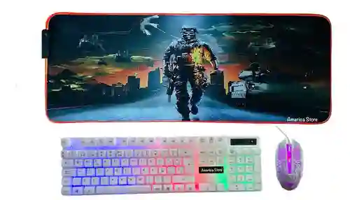 Combo Pad Mouse Rgb 80cm X 30cm + Teclado Y Mouse Gamer -call Of Dutty