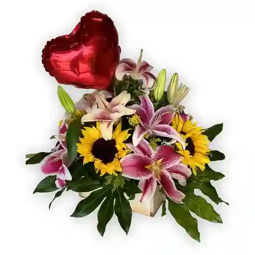 Arreglo Floral Elaborado En Lirios Y Girasoles