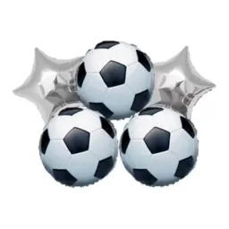 Set X5 Globos Metalizado Futbol Balones Fiesta Decoración