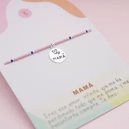 Pulsera Mostacilla Placa En Plata Mamá Es Amor