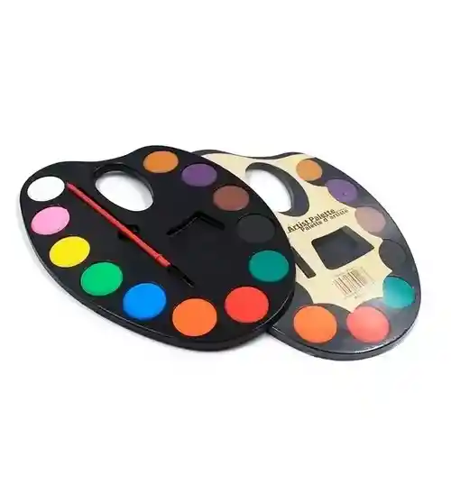 Acuarelas X 12 Colores En Paleta Ovalada Diwen