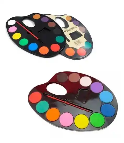Acuarelas X 12 Colores En Paleta Ovalada Diwen