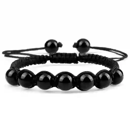 Pulsera Cuarzo Onix Tejida Unisex + Estuche Gamushop