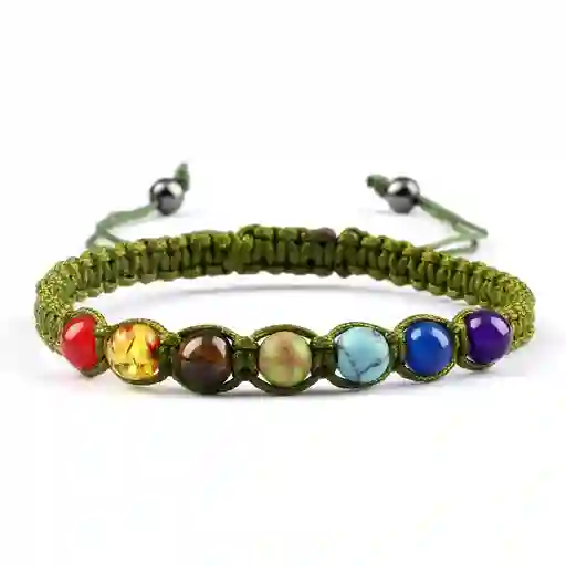 Pulsera 7 Chakras Cuarzos Tejida Unisex + Estuche Gamushop