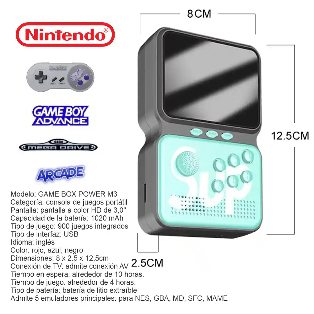 Consola Portátil Gameboy Retro Arcade Recargable Sup M3
