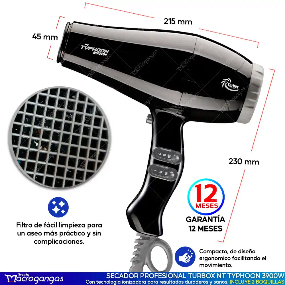  Secador Profesional TURBOX Nt Typhoon 3900W 
