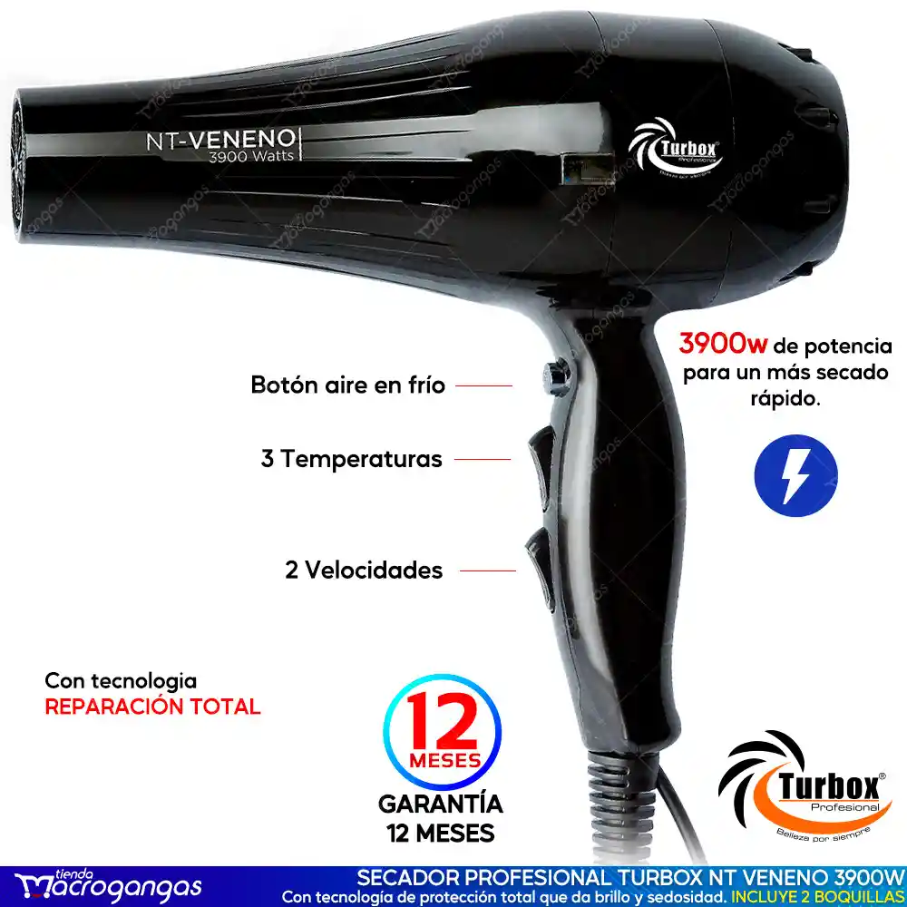  Secador Profesional TURBOX Nt Veneno 