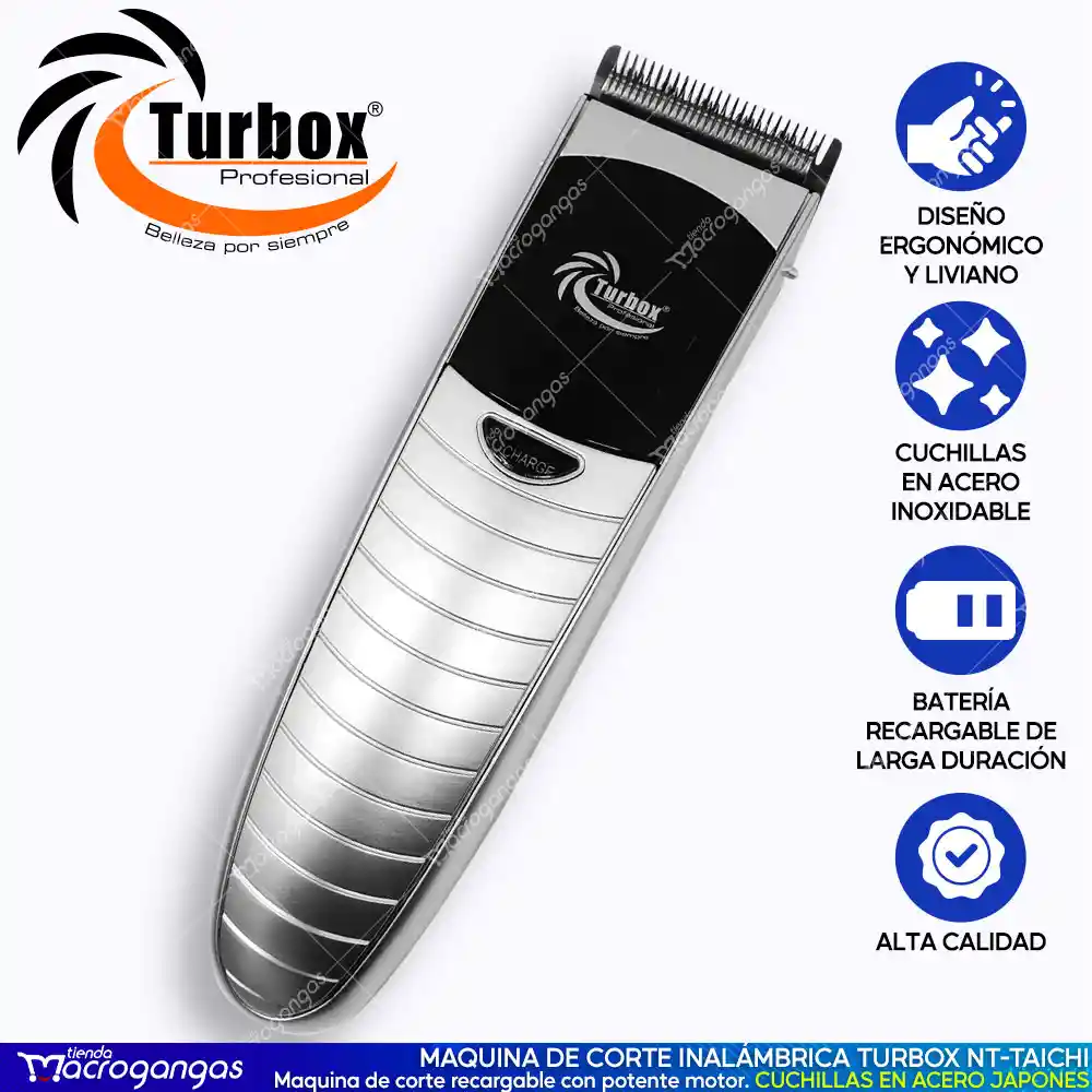  Maquina Corte Peluqueria Profesional TURBOX Inalambrica 