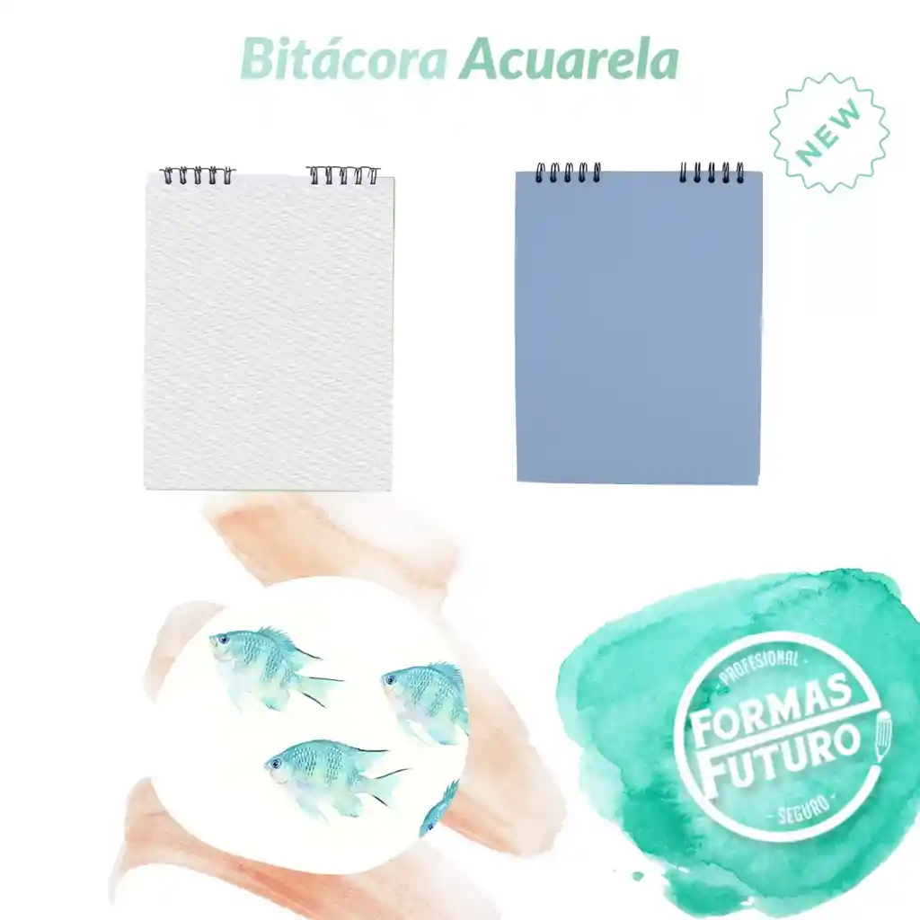 Bitacora Papel Acuarela X 25 Hojas (1/2 Carta)