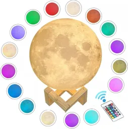 Lámpara Luna Con Luz Led 16 Colores Recargable+base+control