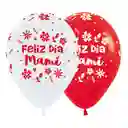 Globo Latex Redondo R-12 Impreso Feliz Dia De La Madre