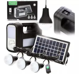 Kit Panel Solar Lámpara Led Portátil Recargable 3 Bombillo