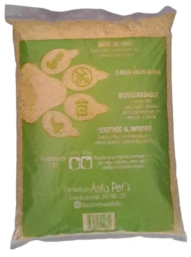 Arena Biocat Para Gato A Base De Maíz 2 Kg