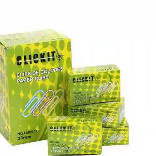 Caja De Clips De Colores X 100