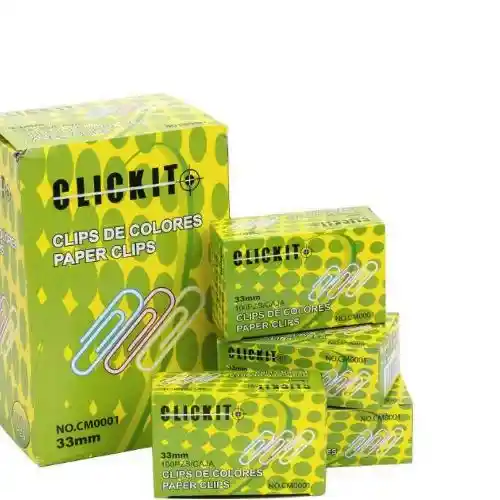 Caja De Clips De Colores X 100