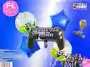 Globos Video Juegos Gamer Estrellas Control Feliz Cumpleaños