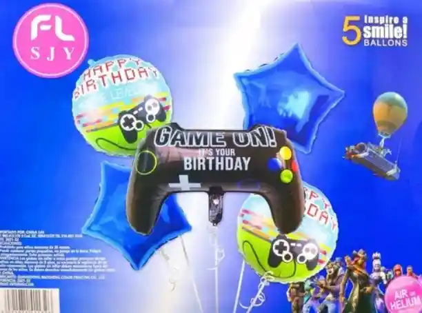 Globos Video Juegos Gamer Estrellas Control Feliz Cumpleaños