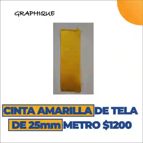 Cinta Amarilla De Tela Razo O Ilusión De 25mm Metro