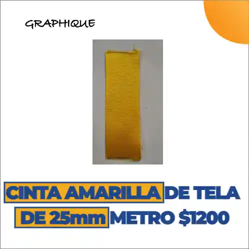 Cinta Amarilla De Tela Razo O Ilusión De 25mm Metro